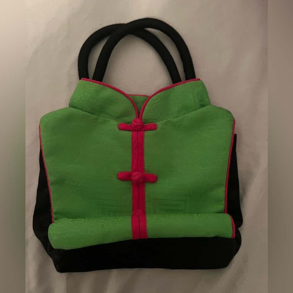 Vintage Vibrant Pink and Green Sunsilk  Clutch Bag